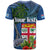 Fiji Independence Day T Shirt Fijian Coat of Arms Palm and Hibiscus Tapa Pattern