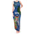 Fiji Independence Day Tank Maxi Dress Fijian Coat of Arms Palm and Hibiscus Tapa Pattern