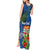 Fiji Independence Day Tank Maxi Dress Fijian Coat of Arms Palm and Hibiscus Tapa Pattern