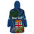 Fiji Independence Day Wearable Blanket Hoodie Fijian Coat of Arms Palm and Hibiscus Tapa Pattern