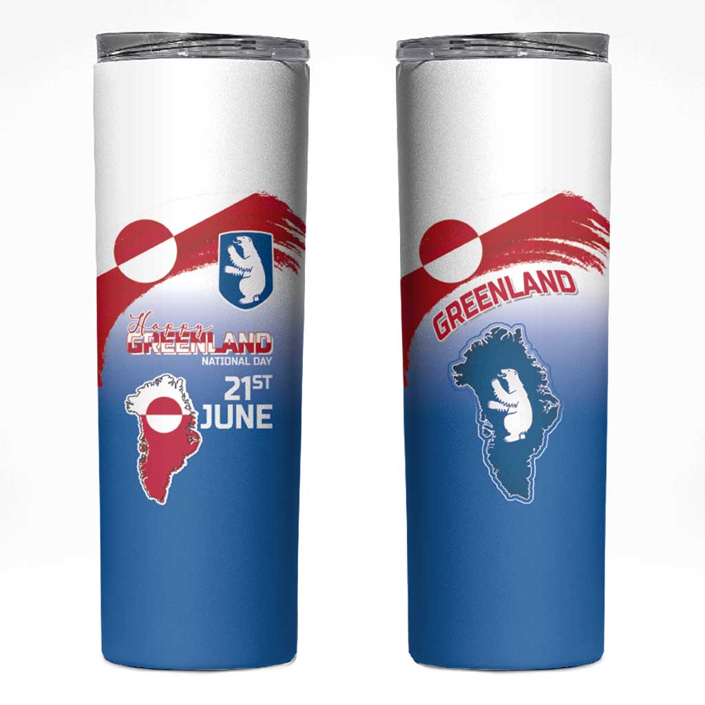 Greenland National Day Skinny Tumbler National Country Flag and Emblem with The Map