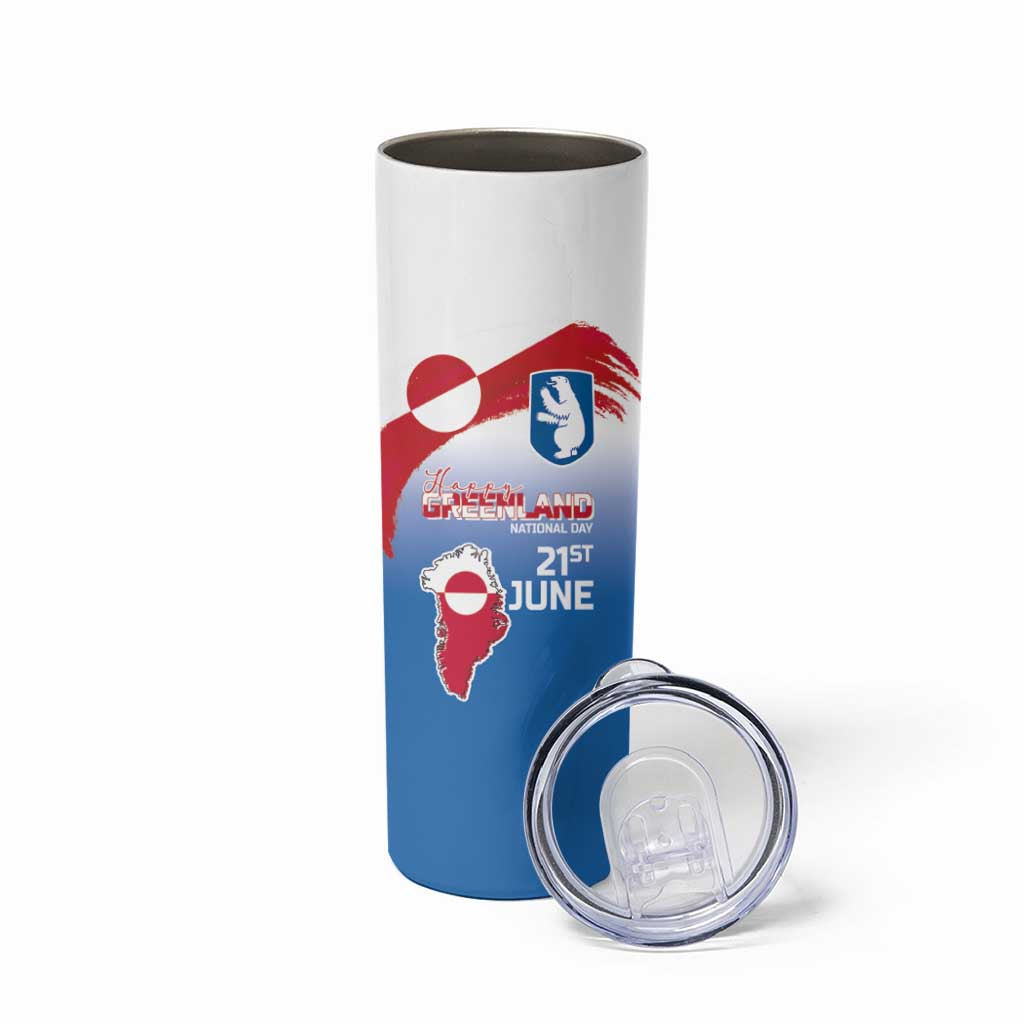 Greenland National Day Skinny Tumbler National Country Flag and Emblem with The Map