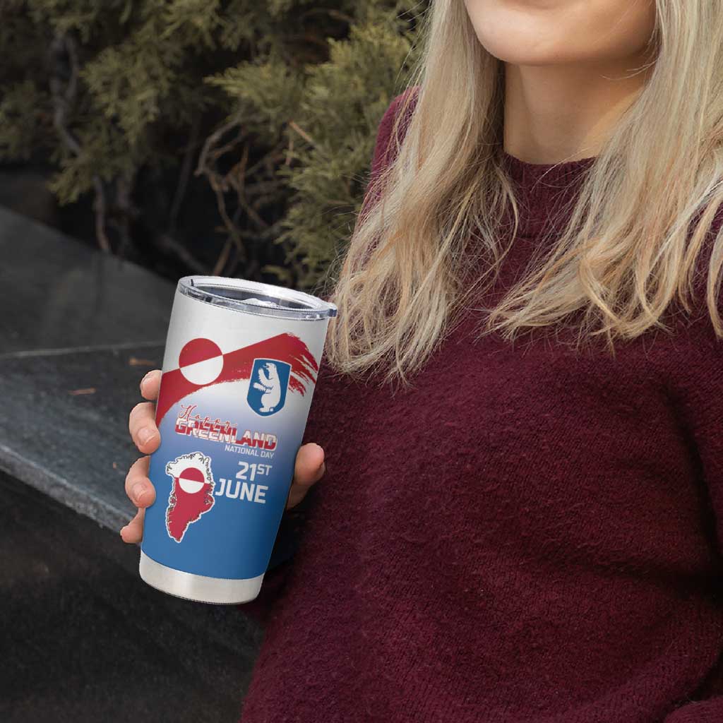 Greenland National Day Tumbler Cup National Country Flag and Emblem with The Map