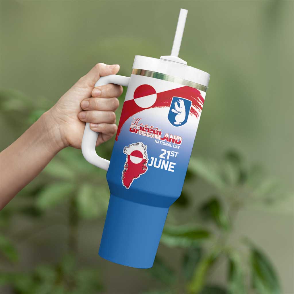 Greenland National Day Tumbler With Handle National Country Flag and Emblem with The Map