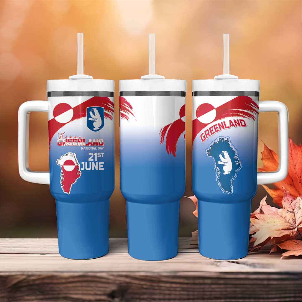 Greenland National Day Tumbler With Handle National Country Flag and Emblem with The Map