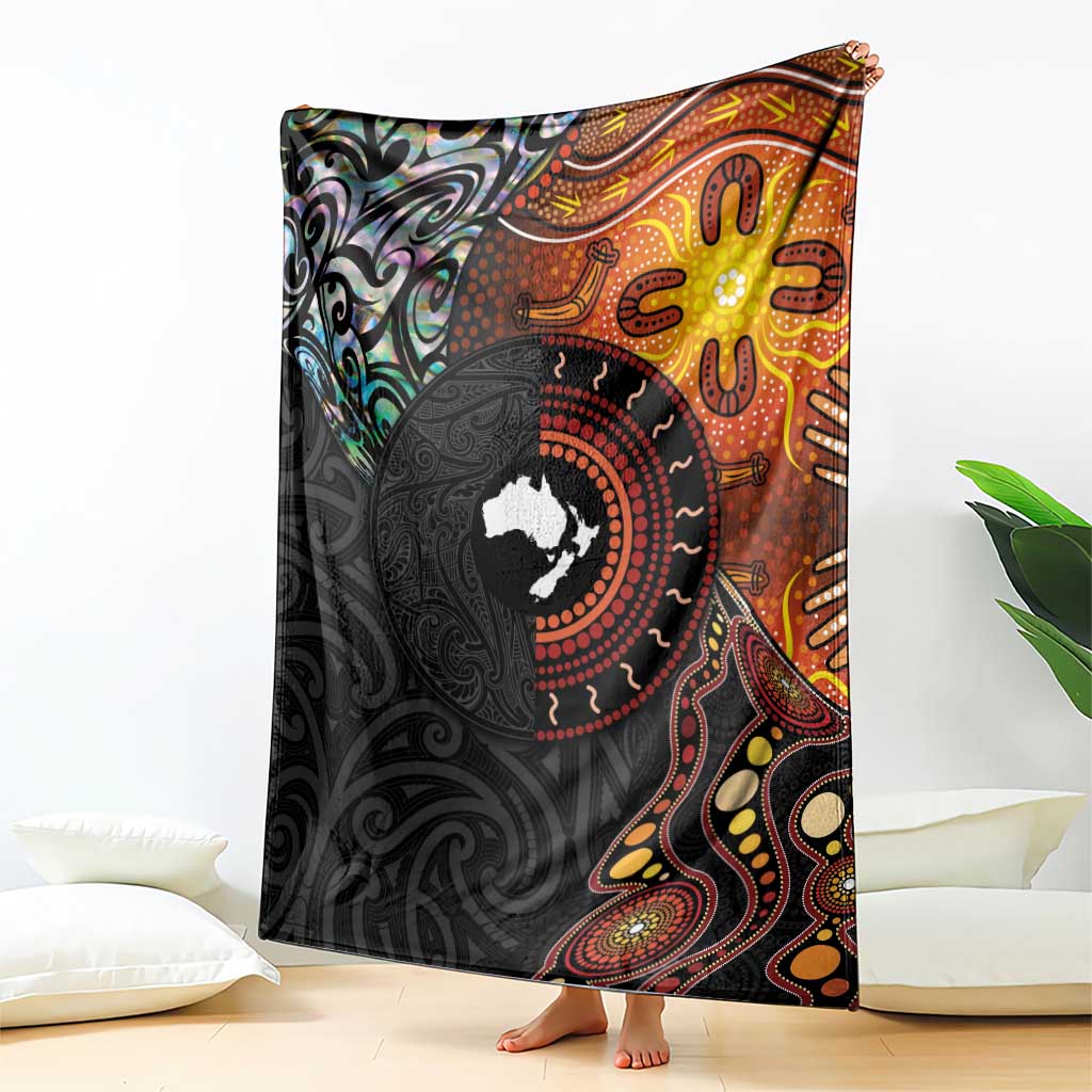 New Zealand and Australia Together Blanket Maori Tattoo Paua Shell mix Aboriginal Pattern LT03 - Polynesian Pride