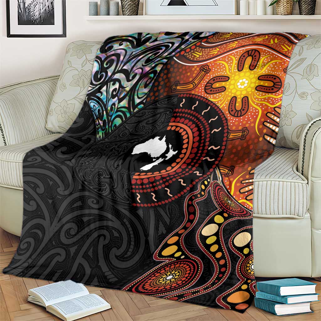 New Zealand and Australia Together Blanket Maori Tattoo Paua Shell mix Aboriginal Pattern LT03 - Polynesian Pride