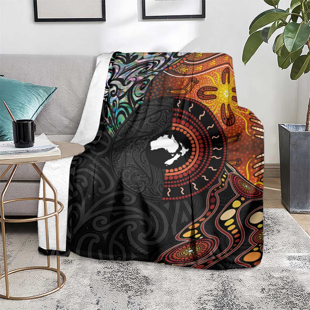 New Zealand and Australia Together Blanket Maori Tattoo Paua Shell mix Aboriginal Pattern LT03 - Polynesian Pride