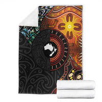 New Zealand and Australia Together Blanket Maori Tattoo Paua Shell mix Aboriginal Pattern LT03 - Polynesian Pride
