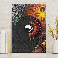 New Zealand and Australia Together Canvas Wall Art Maori Tattoo Paua Shell mix Aboriginal Pattern LT03 Without Frame Black - Polynesian Pride