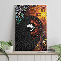 New Zealand and Australia Together Canvas Wall Art Maori Tattoo Paua Shell mix Aboriginal Pattern LT03 - Polynesian Pride