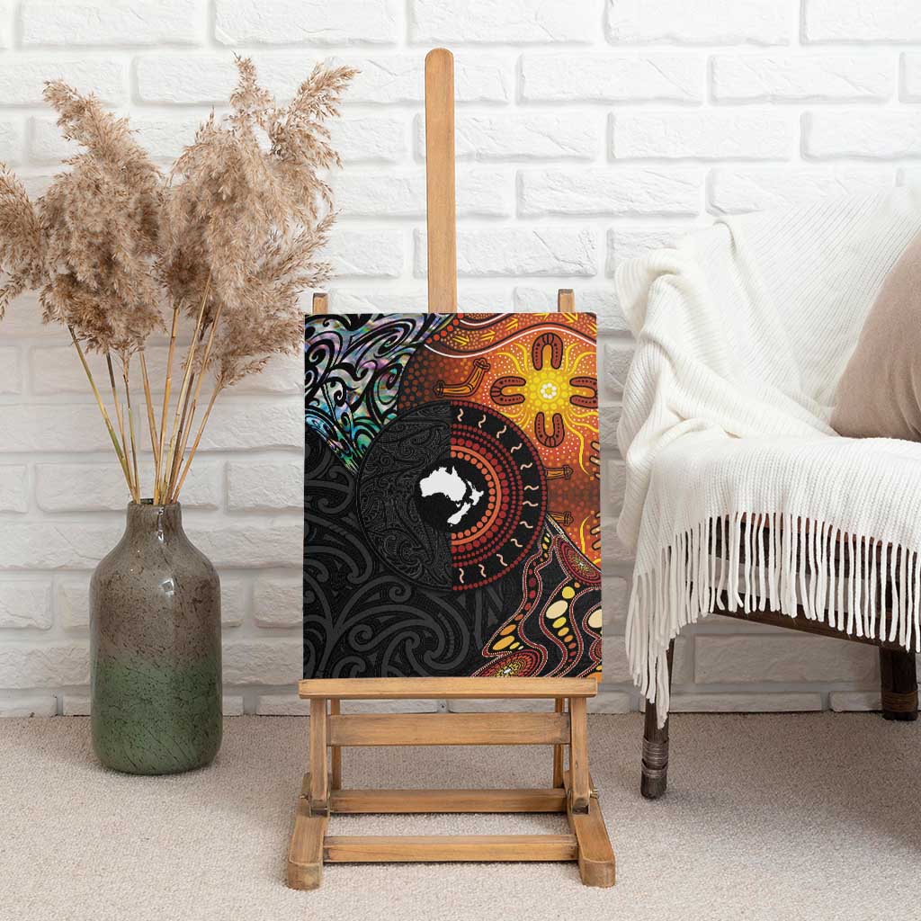 New Zealand and Australia Together Canvas Wall Art Maori Tattoo Paua Shell mix Aboriginal Pattern LT03 - Polynesian Pride