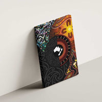 New Zealand and Australia Together Canvas Wall Art Maori Tattoo Paua Shell mix Aboriginal Pattern LT03 - Polynesian Pride