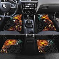 New Zealand and Australia Together Car Mats Maori Tattoo Paua Shell mix Aboriginal Pattern LT03 Set 4pcs Black - Polynesian Pride