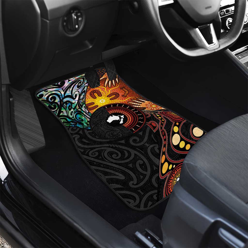 New Zealand and Australia Together Car Mats Maori Tattoo Paua Shell mix Aboriginal Pattern LT03 - Polynesian Pride