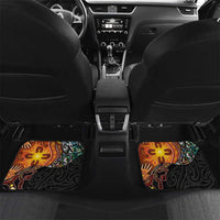 New Zealand and Australia Together Car Mats Maori Tattoo Paua Shell mix Aboriginal Pattern LT03 Set 2pcs - Back Black - Polynesian Pride