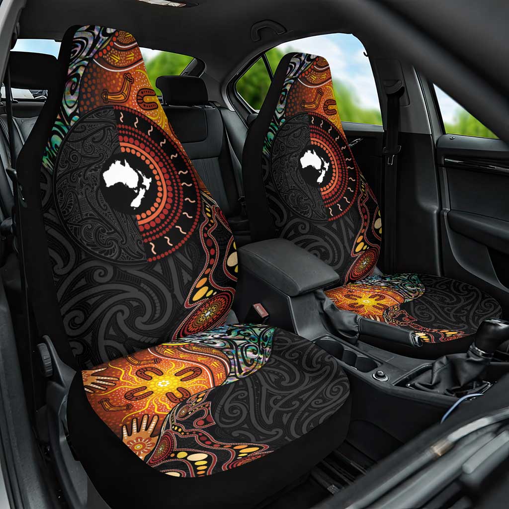 New Zealand and Australia Together Car Seat Cover Maori Tattoo Paua Shell mix Aboriginal Pattern