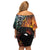 New Zealand and Australia Together Family Matching Off Shoulder Short Dress and Hawaiian Shirt Maori Tattoo Paua Shell mix Aboriginal Pattern