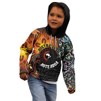 New Zealand and Australia Together Kid Hoodie Maori Tattoo Paua Shell mix Aboriginal Pattern