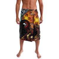 New Zealand and Australia Together Lavalava Maori Tattoo Paua Shell mix Aboriginal Pattern LT03 Black - Polynesian Pride