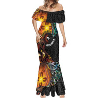 New Zealand and Australia Together Mermaid Dress Maori Tattoo Paua Shell mix Aboriginal Pattern