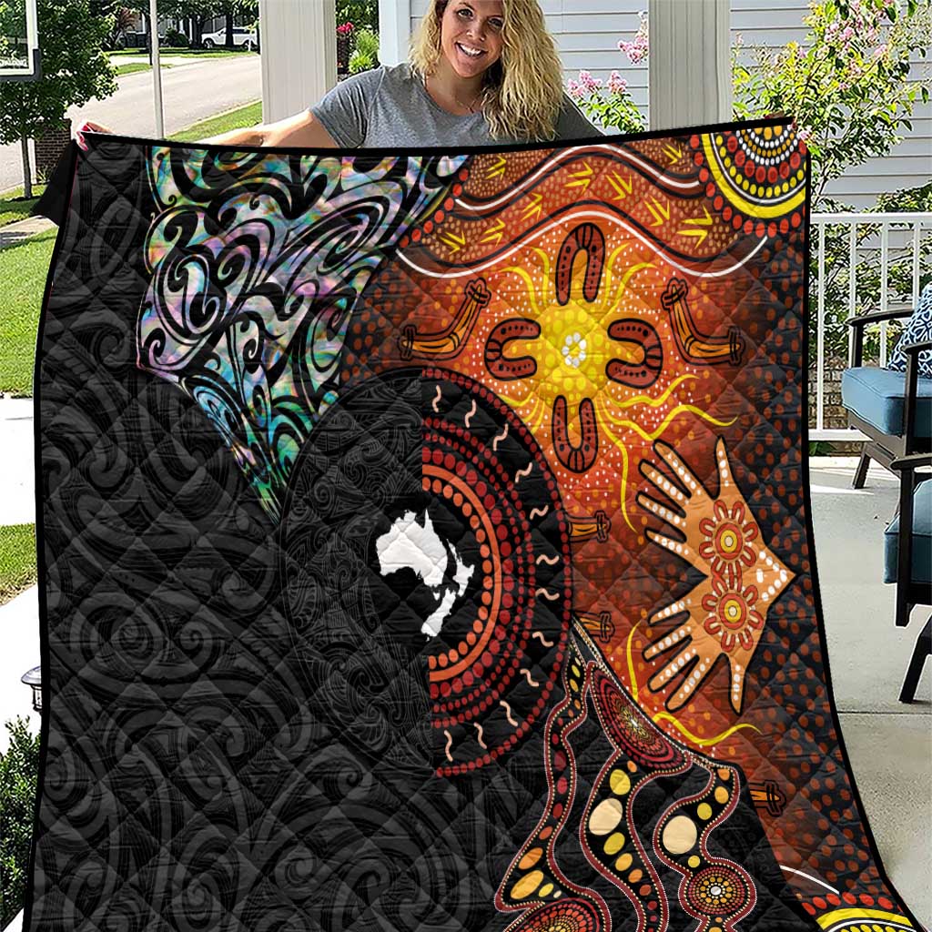 New Zealand and Australia Together Quilt Maori Tattoo Paua Shell mix Aboriginal Pattern