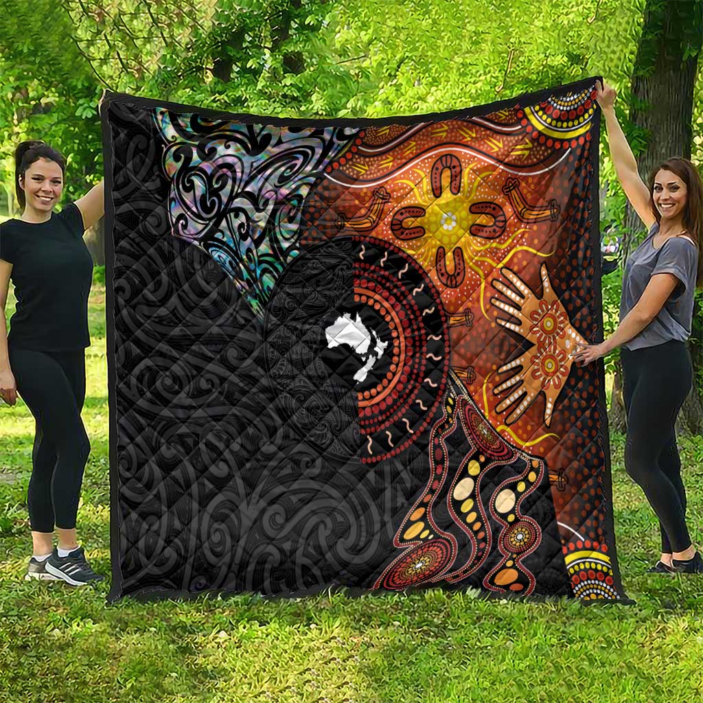 New Zealand and Australia Together Quilt Maori Tattoo Paua Shell mix Aboriginal Pattern