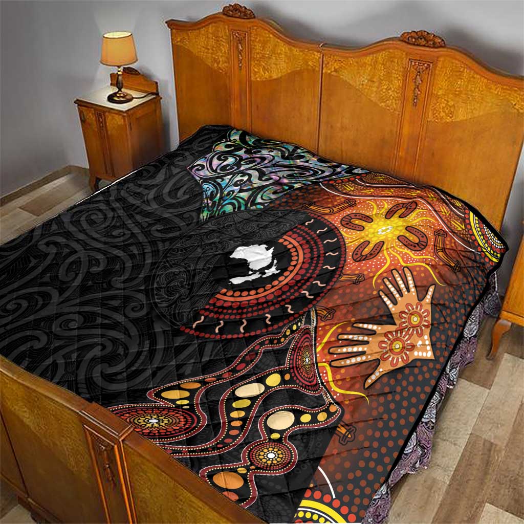 New Zealand and Australia Together Quilt Maori Tattoo Paua Shell mix Aboriginal Pattern