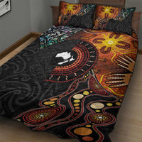 New Zealand and Australia Together Quilt Bed Set Maori Tattoo Paua Shell mix Aboriginal Pattern