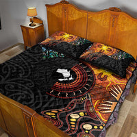 New Zealand and Australia Together Quilt Bed Set Maori Tattoo Paua Shell mix Aboriginal Pattern