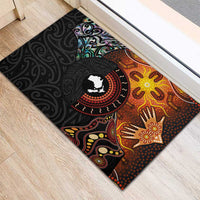 New Zealand and Australia Together Rubber Doormat Maori Tattoo Paua Shell mix Aboriginal Pattern LT03 - Polynesian Pride