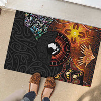 New Zealand and Australia Together Rubber Doormat Maori Tattoo Paua Shell mix Aboriginal Pattern LT03 - Polynesian Pride