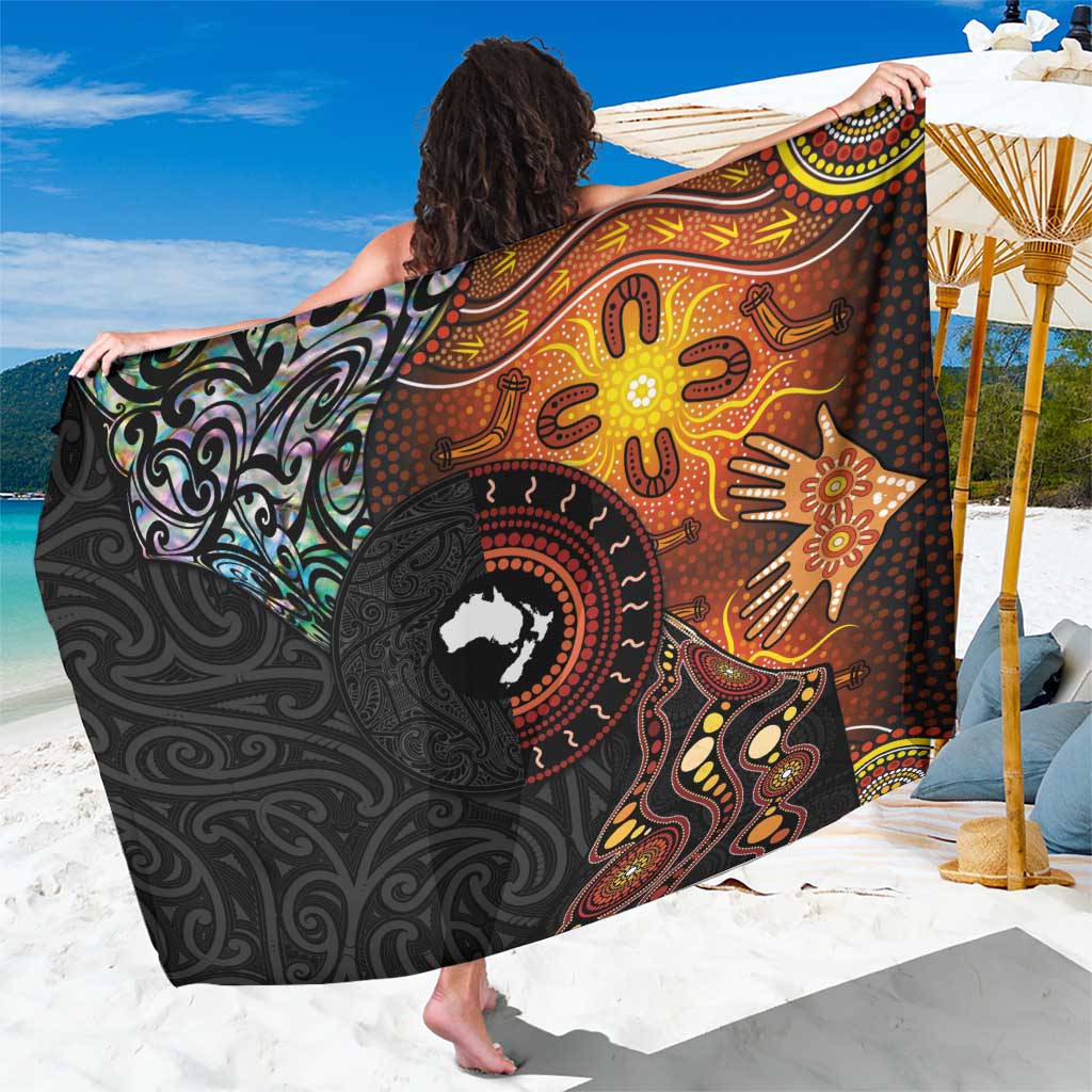 New Zealand and Australia Together Sarong Maori Tattoo Paua Shell mix Aboriginal Pattern