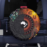 New Zealand and Australia Together Spare Tire Cover Maori Tattoo Paua Shell mix Aboriginal Pattern LT03 - Polynesian Pride