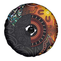 New Zealand and Australia Together Spare Tire Cover Maori Tattoo Paua Shell mix Aboriginal Pattern LT03 - Polynesian Pride