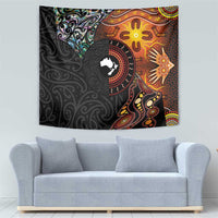 New Zealand and Australia Together Tapestry Maori Tattoo Paua Shell mix Aboriginal Pattern