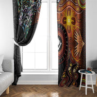 New Zealand and Australia Together Window Curtain Maori Tattoo Paua Shell mix Aboriginal Pattern LT03 - Polynesian Pride