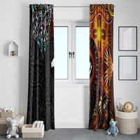 New Zealand and Australia Together Window Curtain Maori Tattoo Paua Shell mix Aboriginal Pattern LT03 - Polynesian Pride