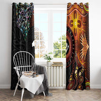 New Zealand and Australia Together Window Curtain Maori Tattoo Paua Shell mix Aboriginal Pattern LT03 - Polynesian Pride