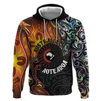 New Zealand and Australia Together Zip Hoodie Maori Tattoo Paua Shell mix Aboriginal Pattern