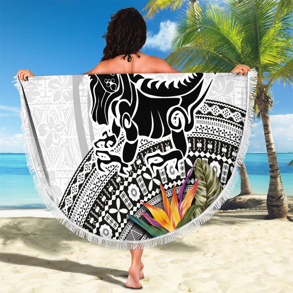 Fiji Iguana Beach Blanket Tapa Tribal Tattoo and Hibiscus LT03 - Polynesian Pride