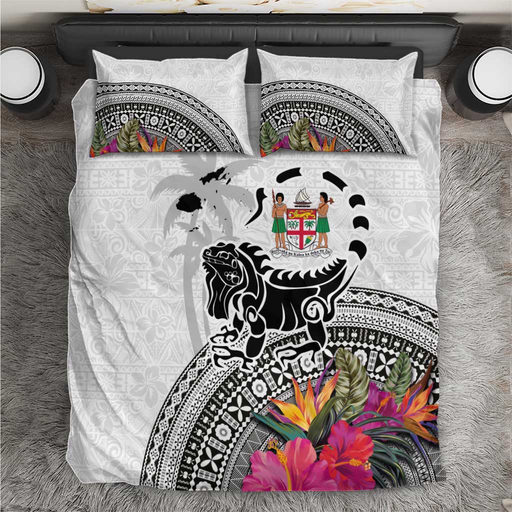 Fiji Iguana Bedding Set Tapa Tribal Tattoo and Hibiscus