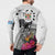 Fiji Iguana Button Sweatshirt Tapa Tribal Tattoo and Hibiscus