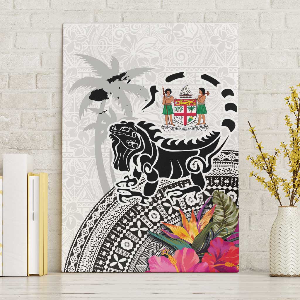 Fiji Iguana Canvas Wall Art Tapa Tribal Tattoo and Hibiscus