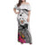 Fiji Iguana Family Matching Off Shoulder Maxi Dress and Hawaiian Shirt Tapa Tribal Tattoo and Hibiscus