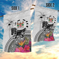 Fiji Iguana Garden Flag Tapa Tribal Tattoo and Hibiscus LT03 - Polynesian Pride