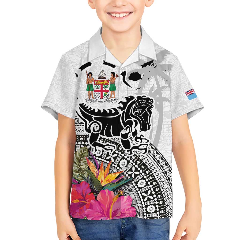 Fiji Iguana Kid Hawaiian Shirt Tapa Tribal Tattoo and Hibiscus