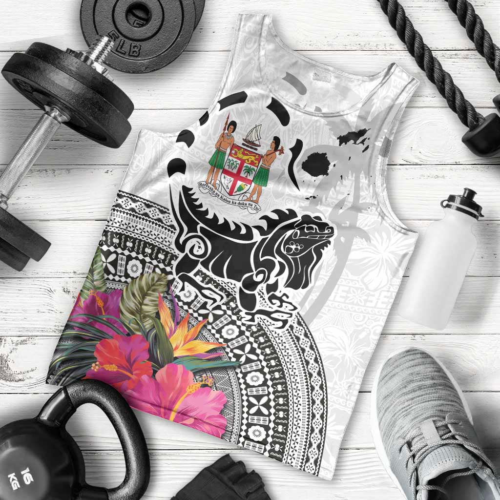 Fiji Iguana Men Tank Top Tapa Tribal Tattoo and Hibiscus LT03 - Polynesian Pride