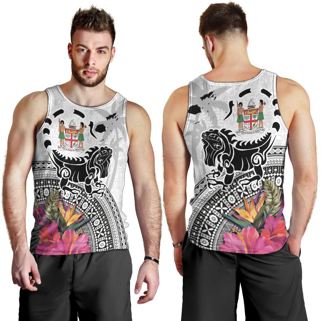 Fiji Iguana Men Tank Top Tapa Tribal Tattoo and Hibiscus LT03 - Polynesian Pride
