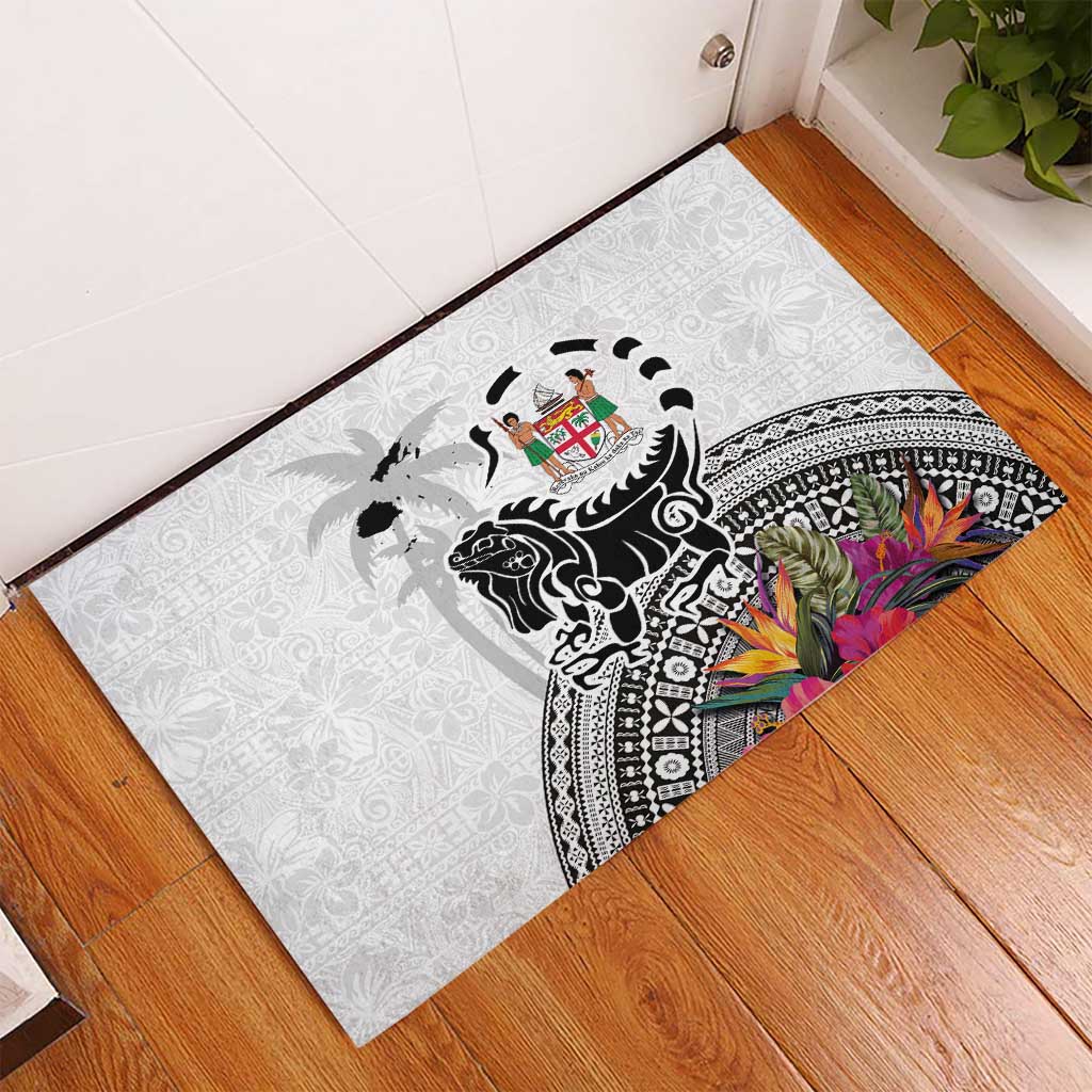 Fiji Iguana Rubber Doormat Tapa Tribal Tattoo and Hibiscus LT03 - Polynesian Pride